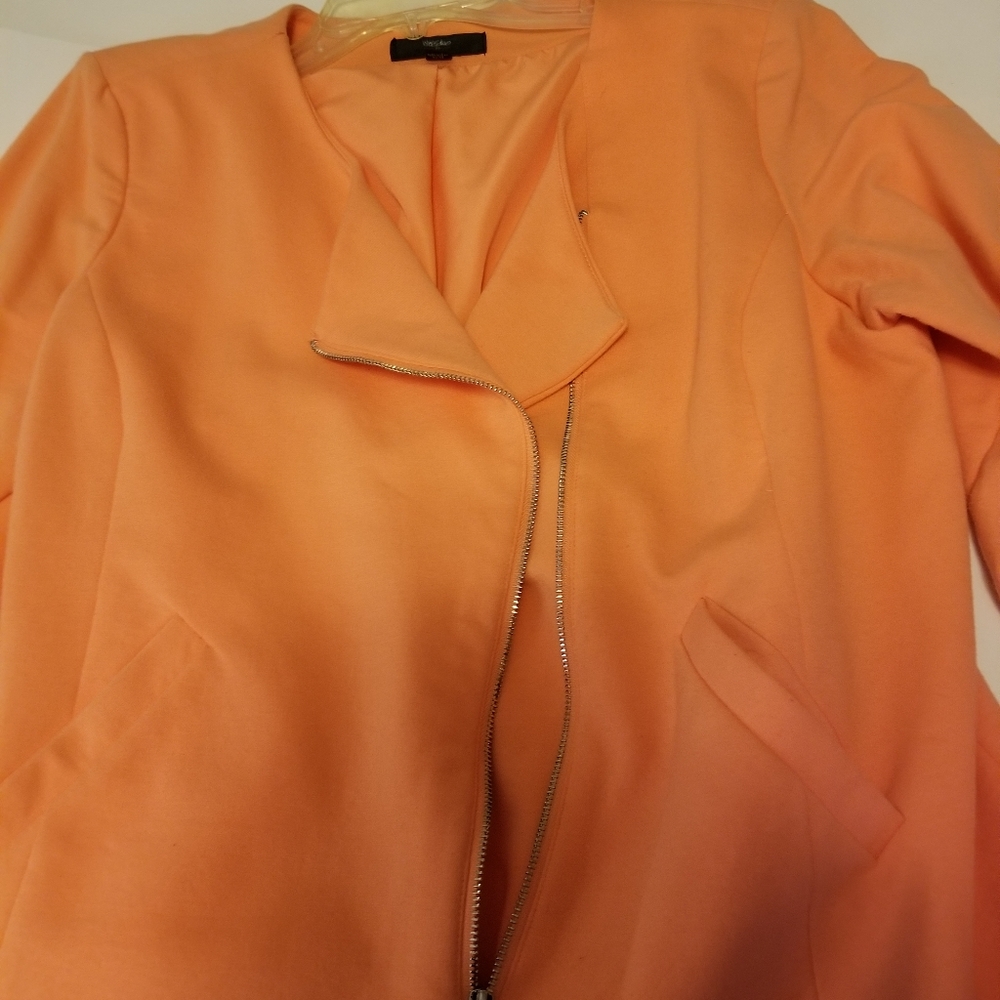 Peach colored moto style Blazer